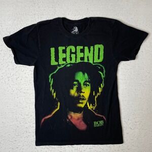 Zion Bob Marley Legend Graphic T-Shirt Mens Small Black Cotton Reggae Tee 2014